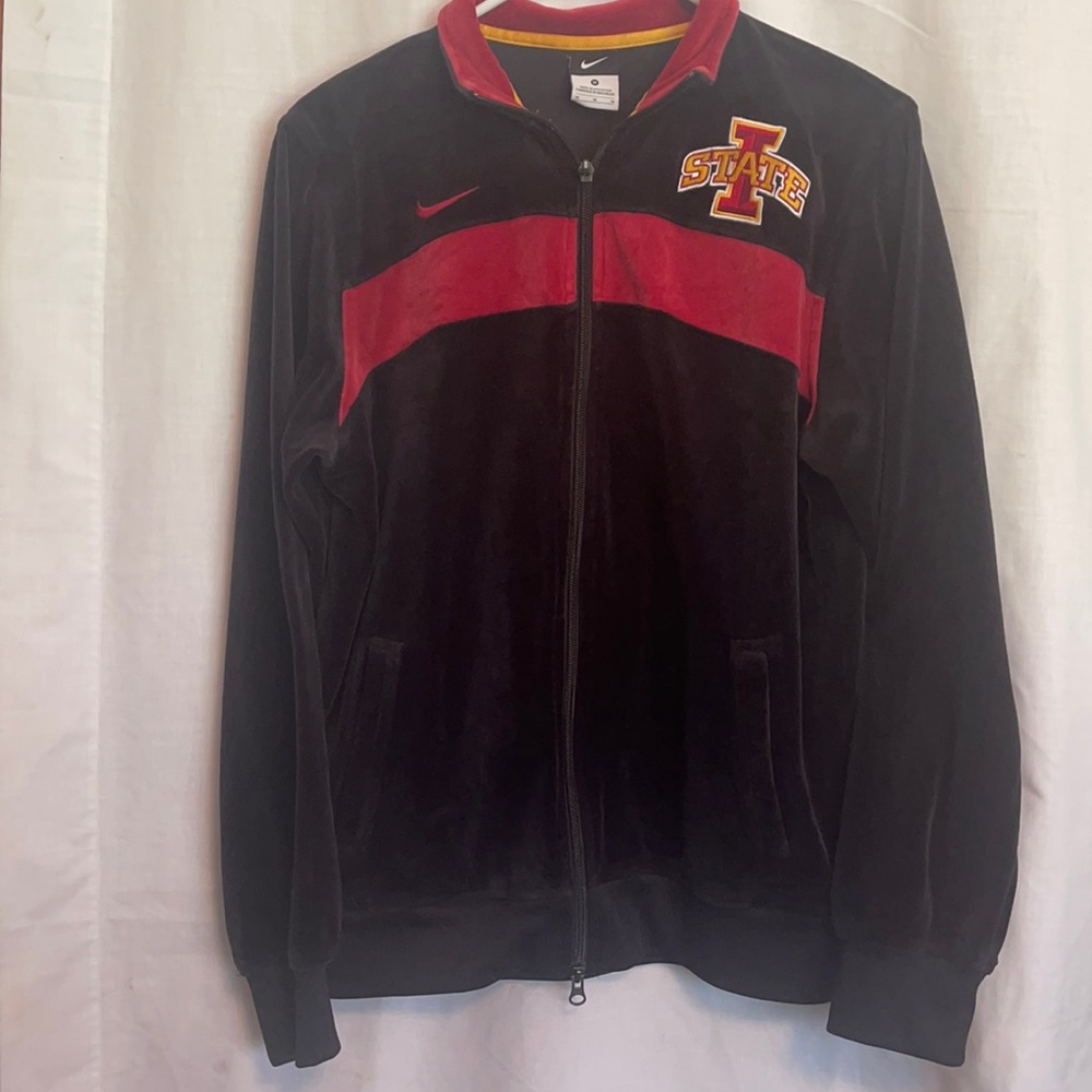 Velour Nike zip up Medium jacket for Iowa State fans.